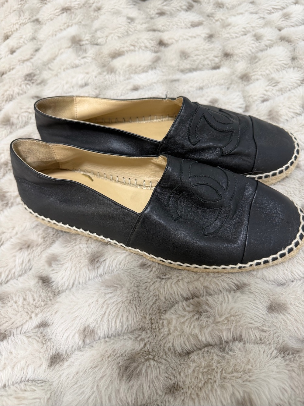 Authentic Chanel Black Leather Espadrilles - Picture 3 of 10